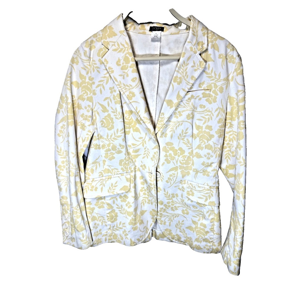 J. Crew Yellow/White Floral Cotton Blazer Sz 6 - Picture 1 of 7